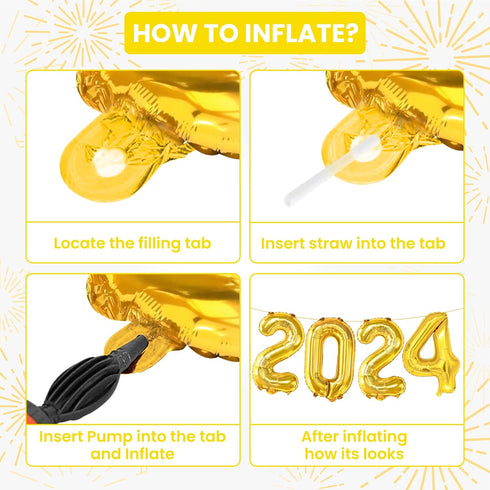 KatchOn Gold 2024 Balloon Numbers - 16 Inch, New Years Balloons for Happy New Year Decorations 2024, NYE Party Supplies