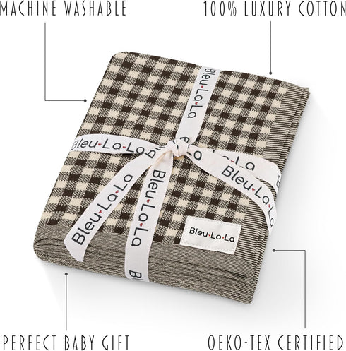 100% Checkered Baby Blanket for Baby Boys & Girls - Soft Fine Cotton Quilt Receiving Swaddle Stroller Nursery Bed