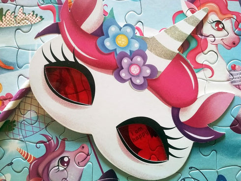 I Love Unicorns 100 Piece Puzzles for Kids Ages 4-8 - Gifts for Girls and Boys, Read Secret Messages with Decoder