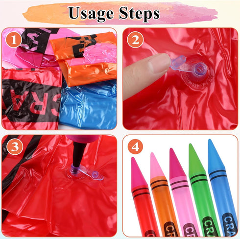 craftshou 20 42" Supplies,5 Pcs Tall Inflatable Crayons Large Blow up Crayons Jumbo Decorations Giant Prop for Birthday