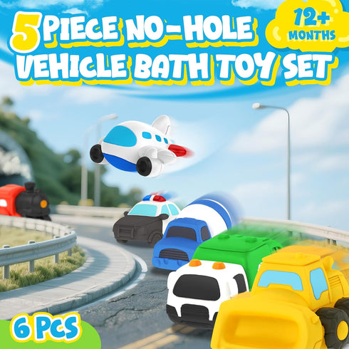 6 12 1-3 1+ Zippytots PCS Vehicle Floating Bath Toys Mold Free Infant Bath Tub Toys for Months - No Hole Bathtub Toys