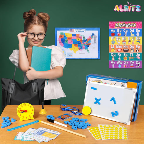 Set 5 6 7 8 9 10 11 12 Alritz Pretend Play Teacher - Classroom Learning Education Includes Reusable White Board Bell