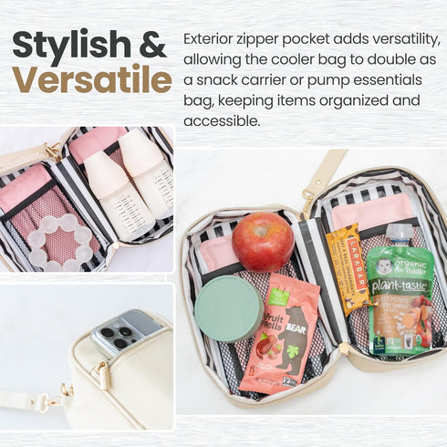 August Bee & Company 6-8 Packs Breast Milk Cooler Travel Bag - Stylish Polyester Breastmilk Storage Bag Holds Bags