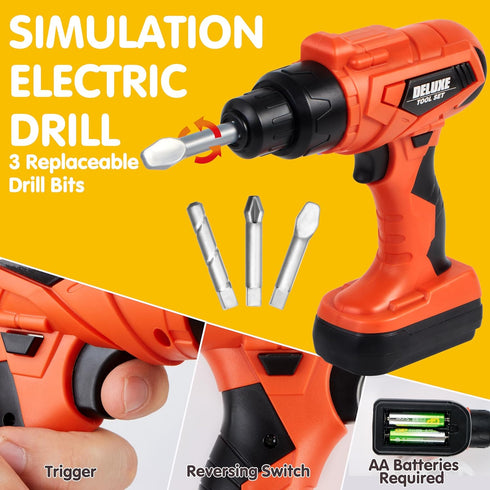 19Pcs Set, 3 4 5 6 7 JOYIN Kids Tool Construction Belt & Electronic Drill, Pretend Role Play Toddler Power Toy for Boys