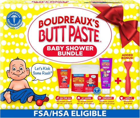 Boudreauxs Butt Paste Baby Shower Bundle with 3 Newborn Essentials Zinc Oxide