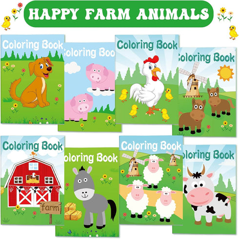 Faccito 48 Set Pcs Farm Party Favors Bulk Coloring Books Animals Mini Coloring Books Bulk for Kid DIY Art Drawing Book
