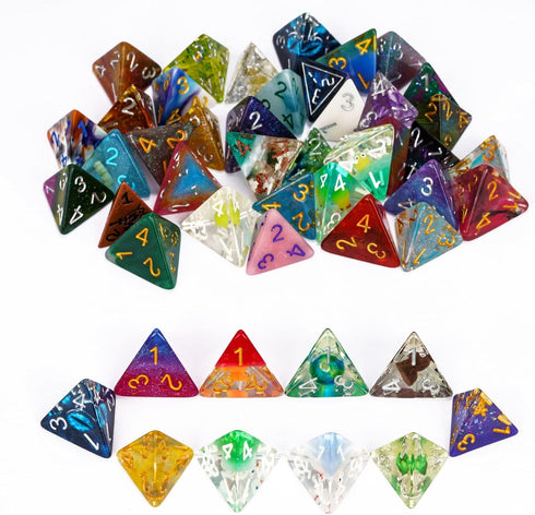 10 Pack of D4 Dice: Random Color 4 Sided Polyhedral Dice for DND RPG MTG