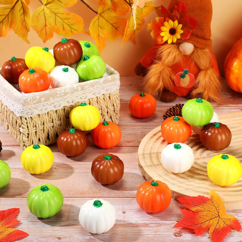 Motionchic 50 Pcs Thanksgiving Stress Balls Thanksgiving Party Favors Pumpkin Stress Balls Goodie Bag Stuffers Mini