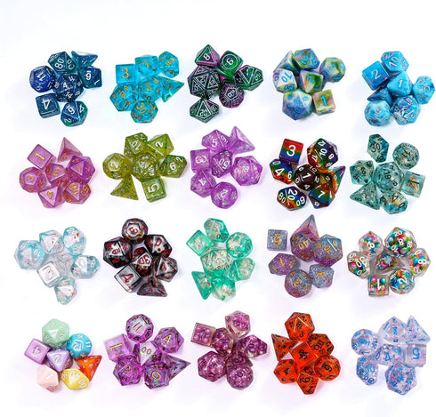 Mystery Dice Set D&D, 7PCS Polyhedral Dice with Multi Styles, Random Pattern, Resin Dice for Dungeons and Dragons