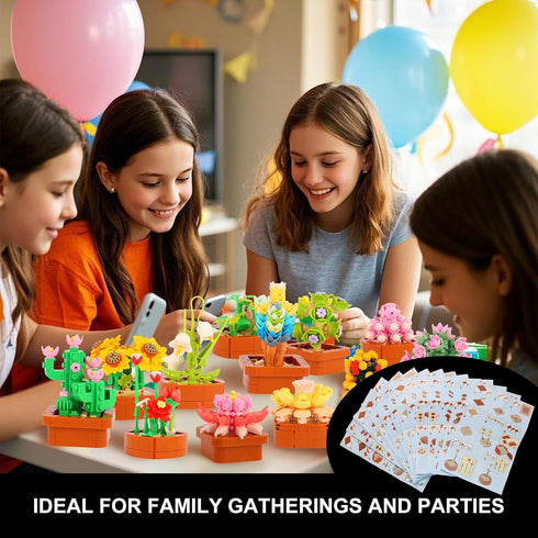 BIZNESMEN 1403 3.6mm Set 12 Pack 10+)Romantic PCS Mini Succulent Flower Building Blocks - Creative Botanical Toys