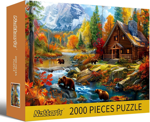 2000 Jigsaw Puzzles Pieces for Adults Families Bear Village Pieces Fit Together Perfectly