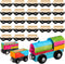 Lenwen 26 Pcs Unpainted Magnetic Wooden Train Cars for Boys and Girls, DIY Unfinished Magnetic Train Set