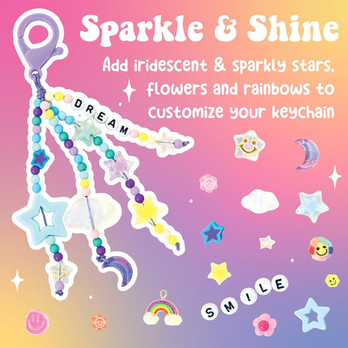Backpack 2 6+) Creativity for Kids Keychains Mini Kit | Make Trendy Keychains with Beads & Charms | DIY Craft Kit