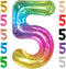 KatchOn Giant Rainbow 5 Balloon Number, 40 Inch, Number 5 Balloons for 5th Birthday Tie Dye Decorations