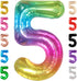 KatchOn Giant Rainbow 5 Balloon Number, 40 Inch, Number 5 Balloons for 5th Birthday Tie Dye Decorations