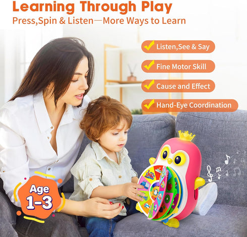 1,2 1-3 5-Theme 1-2 12-18 Vahome Musical Penguin Educational Toys for Year Old Girl Gifts, Learning Toy for Toddlers Yr