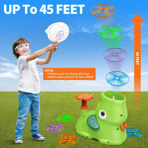 Outdoor Stomp Flying Disc Launcher Toys - Kids Ages 3-10 - Elephant Butterfly Catching Game for Outdoor Birthday