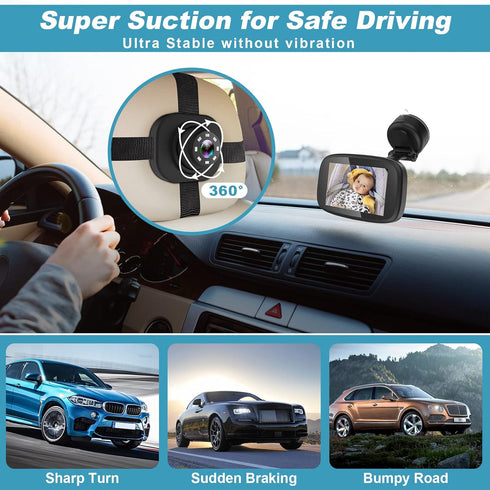 Shybaby 1080P 4.3" 170 Set Baby Car Mirror, Baby Car Camera Monitor with Wide View, HD Night Vision Function