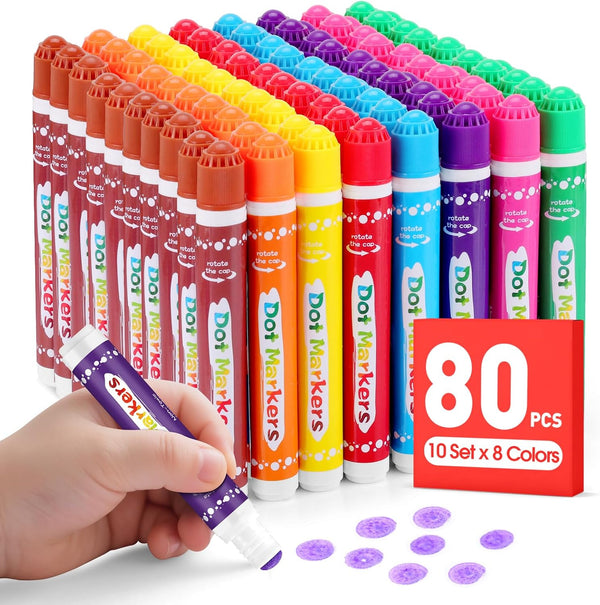 FUMILE 80 Pcs Dot Markers Bulk, 8 Colors Bingo Daubers Bulk for