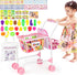 Set,Pretend 2 1 deAO Kids Shopping Cart Play Food and Shop Accessories, in Kids Grocery Trolley with Front Doll Seat