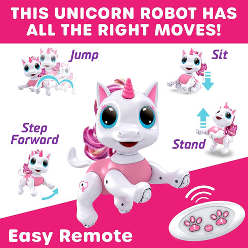 Programmable Power Your Fun Robo Pets Unicorn Toy for Girls and Boys - Remote Control Robot Toys with Interactive Hand