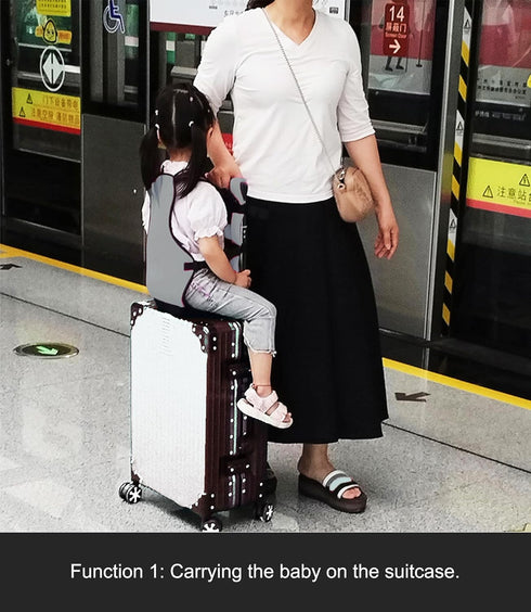 saicheek 5.6" 7.9" 13.8" Toddler Travel Suitcase Seat with Anti-Slip Rope,Ride on luggage for Kids, Size L x W x H: L x