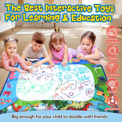 GPPNKC 40 32 Inch 3 4 5 6 7 Water Doodle Mat x Painting Doodle Toddler Toys, Water Drawing Mat, Large Magic Drawing