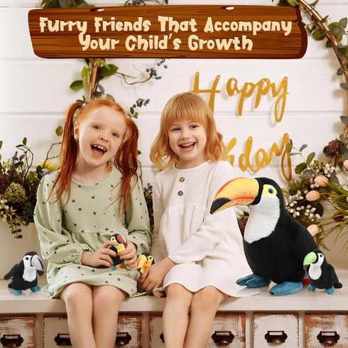 5 14 Inch Mommy 4 Tummy HyDren Pcs Stuffed Animal Black Bird Stuffed Animal Large Realistic Bird with Small Plushies