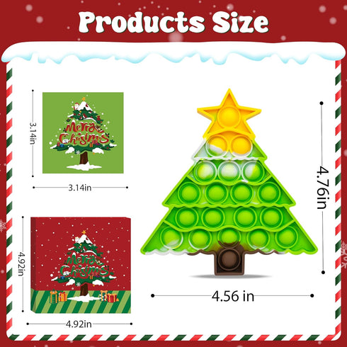 Woplagyreat Christmas Tree Fidget Toys,Small Christmas Push Bubble Sensory Pop Toy Xmas Gifts for Kids Toddlers Girl