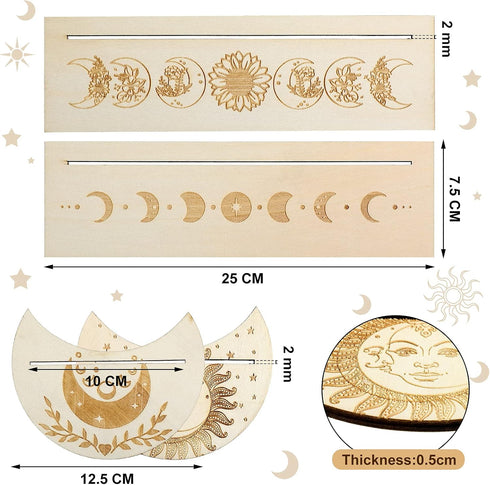 Blulu Wooden Tarot Card Stand Holder - 4 Pcs Moon Phase Altar Stand for Lenormand Oracle, Elegant Style