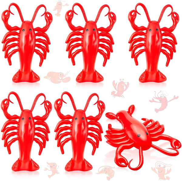 Juexica 6 Pcs 20 Inches Inflatable Lobsters Blow up Crawfish Party Decorations