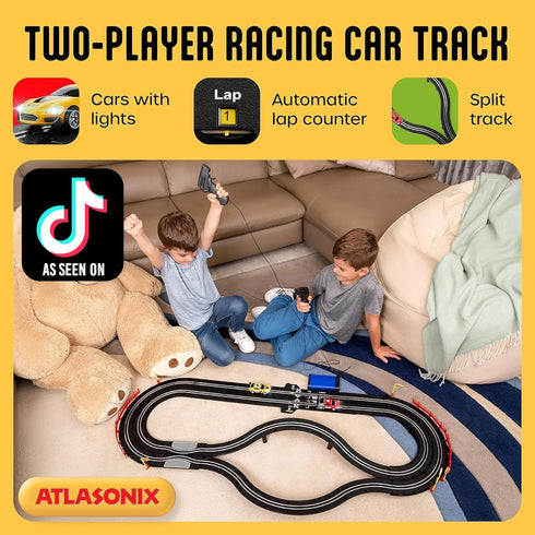 Atlasonix Slot Car Race Tracks Sets, Electric Race Car Track, Dual Electric Race Track for Girls & Boys Age 5+