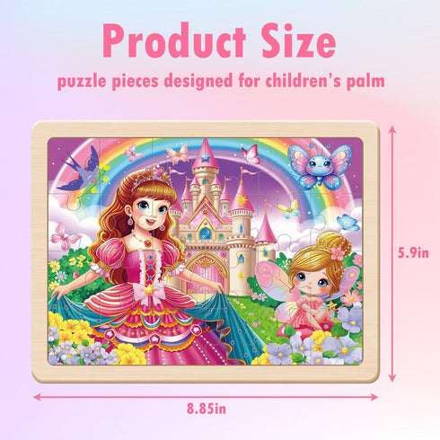 OGYZW 4-6, 4 Packs 24 3 4 5 6 Puzzles for Kids Ages Pcs Unicorn Princess Mermaid Wooden Jigsaw Puzzles, Preschool