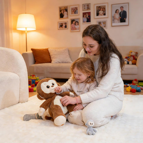 Mommy 5 3-8, Monkey Stuffed Animals, Monkey Plush with Baby, Pcs Plush Toy for Girl Boy, Birthday Gifts for Kids