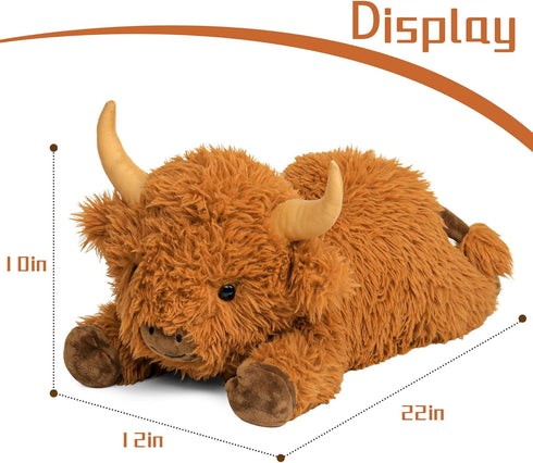 5lbs 22in Wepop Highland Cow Weighted Stuffed Animals, Giant Highland Cow Gift Plush Toy,Adorable Stuffed Animal