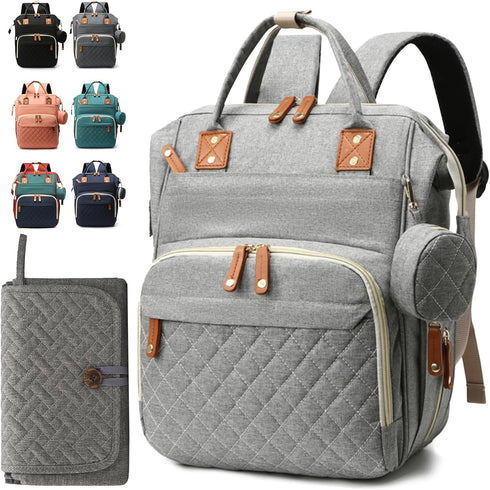 Noiclub Diaper Bag Backpack for Girls Boys: Gray Toddler Diaper Bag with Changing