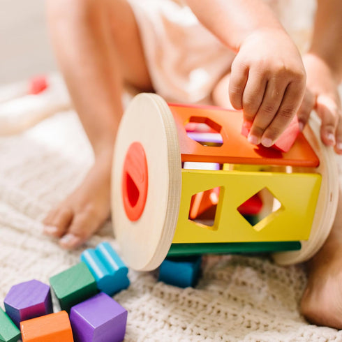 Melissa & Doug Match and Roll Shape Sorter | Classic Wooden Toy for Kids