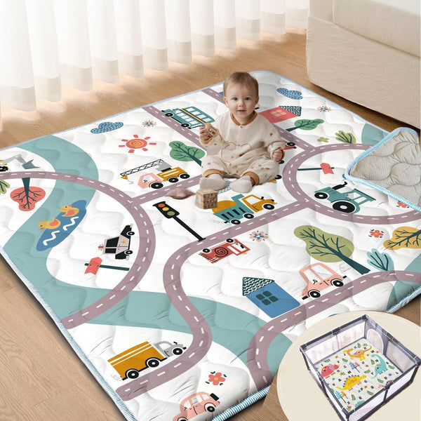 ZNVYPPD Baby Play Mats for Floor, 50X50 Playpen Mat, Car Playmat Non-Slip Cushioned