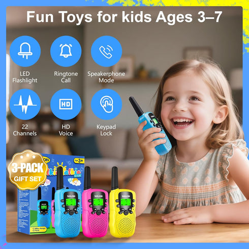 SANJOIN 3-12 3 4 3 4 5 6 7 8 9 Walkie Talkies for Kids Games Outdoor Toys for Year Old Boys Girls, Miles Range Walkie