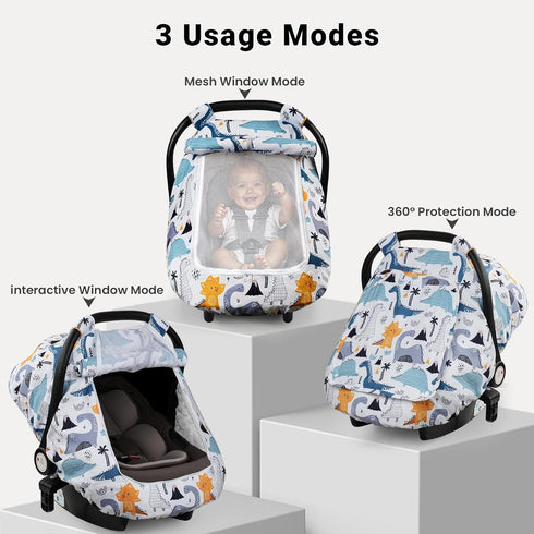 2 Elstey Car Seat Cover Baby, Minky Dot Carseat Covers Baby Girls, Lightweight Infant Car Seat Cover Canopy with Layers