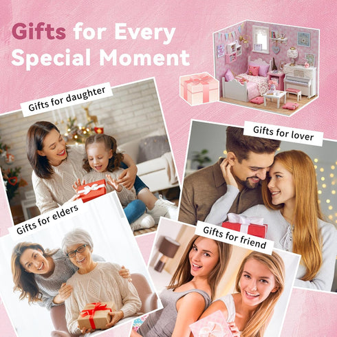 Flever DIY Miniature House Kit with LED Light, Tiny Home Build Craft Kits for Adults and Teens (Sunny Princess)