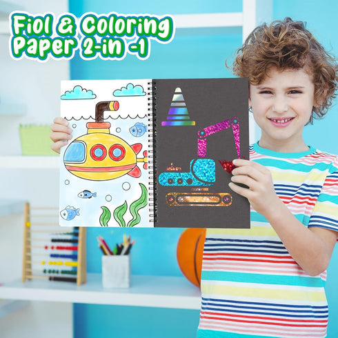 Set 4 5 6 7 8 9 Art & Craft Activity,Foil Craft Traffic DIY Art Fun Kits,No Mess Creative Foil Art Kits Drawing Game