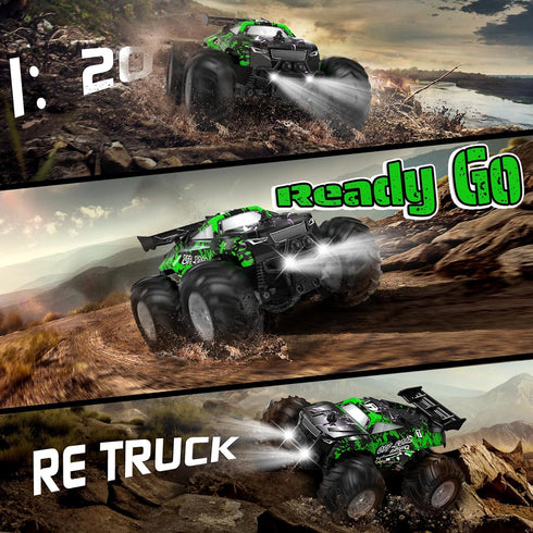1:20, 10KM/H, 2 2.4GHZ, Remote Control Car, All-Terrain Remote Control Car for Boys, Rechargeable Rc Truck with LED