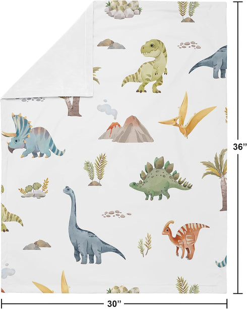 Sweet Jojo Designs Watercolor Dinosaur Dino Boy Soft Baby Blanket Receiving Security Stroller Swaddle Toddler Newborn