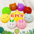 6 Pcs Mochi Squishy Toys for Kids Party Favors, Mini Round Animals Toys Kawaii Squishies for Classroom Prizes, Stress