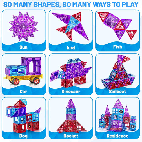 80 3 4 5 6 7 8+, Set 3-5 4-8, 2-4 MSKOLER PCS Magnetism Blocks Tiles for Kids Ages Building for Toddlers Stacking