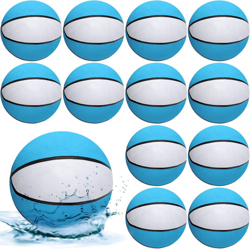 24 Pcs Mini Basketball 7'' Water Basketball Bulk, Pump for Swimming Pool Indoor Mini Hoop