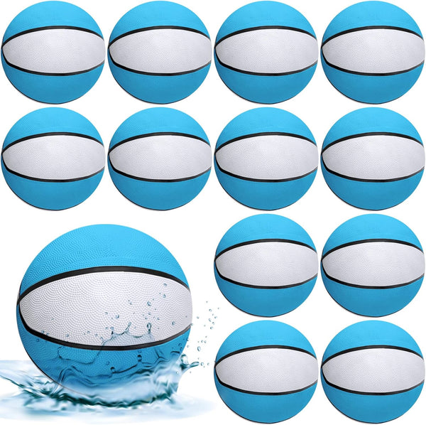 24 Pcs Mini Basketball 7'' Water Basketball Bulk, Pump for Swimming Pool Indoor Mini Hoop