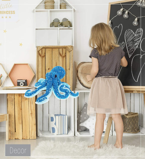 16 Inches DolliBu Large Octopus Stuffed Animal - Wild Collection Sea Animal Plush Blue Octopus, Adorable Stuffed