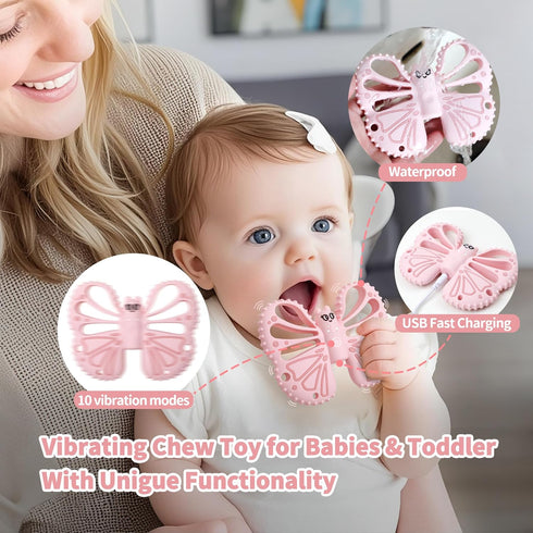 ETETOO 10X Settings, Vibrating Teether for Baby - Sensory Chew Toy for Autistic Children & Vibrating Chewy, Vibration